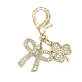 Rhinestone Bow Clover Charm Lobster Clasp Keychain view 7