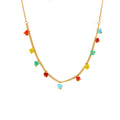 Gold Stainless Steel Multicolor Faceted Crystal Drop Necklace view 5