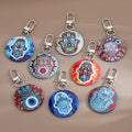 Silver Tone Round Printed Hamsa Eye Clip Keychains in Eight Designs view 1