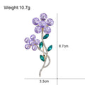Purple Flower Crystal Metal Brooch Pin for Jackets and Lapels view 2