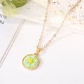 Gold Tone Round Daisy Resin Pendant Necklaces in Six Colors view 3