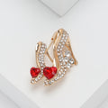 Crystal High Heel Red Heart Brooch Rose Gold Tone Style view 2
