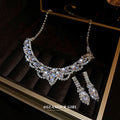Silver Tone Crystal Crescent Necklace and Stud Earring Set view 4