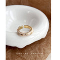 Gold Tone Open Adjustable Cream Enamel Flower Band Ring view 3