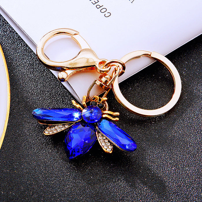 Faceted Gem Bee Keychains in Royal Blue Champagne and Dark Gray