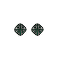 Green Faceted Stone Dark Silver Square Stud Earrings view 5