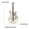 Openwork Rhinestone Guitar Brooch Gold Silver Two Tones view 6