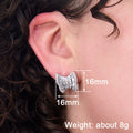 White Gold Tone Baguette Crystal Bow Fan Stud Earrings view 4
