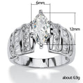 Marquise Clear Solitaire Baguette-Side Wide Ring In Silver Tone view 5