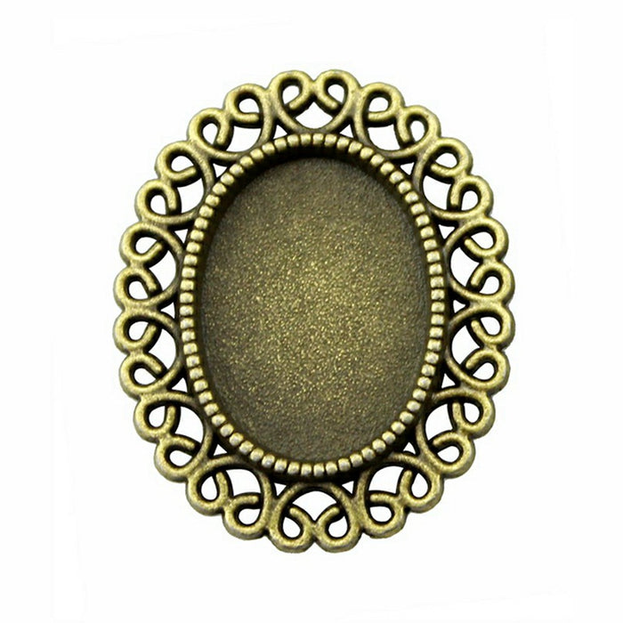 Scroll Frame Oval Cabochon Setting for Jewelry Making