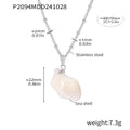 White Sea Shell Leaf Irregular Pendant Necklace Steel view 7