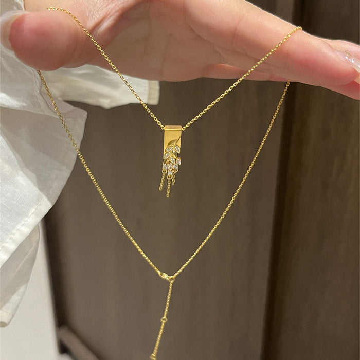 Gold Tone Wheat Tassel Necklace In Two Styles With Decorative Metal Details