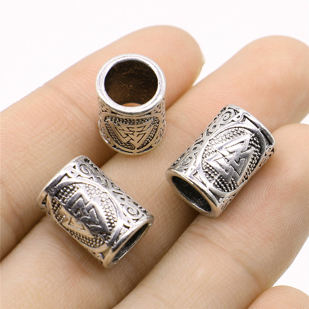 11x15mm 3.1g Antique Silver Zinc Alloy Viking Symbol Large Hole Beads for DIY Bracelet Necklace Making