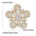 Gold Silver Openwork Crystal Flower Rhinestone Brooch view 6