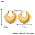 Thick Open Crescent Hoop Earrings Polished Stainless Steel view 6