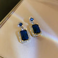 Blue Or Green Rectangular Halo Jewelry Styles In Gold Tone view 6