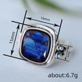 Silver Light Dark Blue Cushion Cabochon Finger Ring Sizes 6-10 view 4
