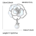 Camellia Flower Brooch with Faux Pearl Drop in Gold or Silver view 5