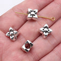 10x10x7mm 2.3g Antique Silver Zinc Alloy Flower Large Hole Spacer Beads for Bracelet Jewelry Making