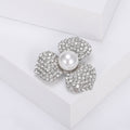 Three Petal Crystal Flower Brooch with Pearl for Jackets, Coats, and Scarves view 5
