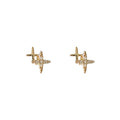 Mini Gold Starburst Stud Earrings Crystal Pave Tips view 5