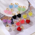 Sparkling Faceted Heart Drop Earrings in Nine Colors view 3