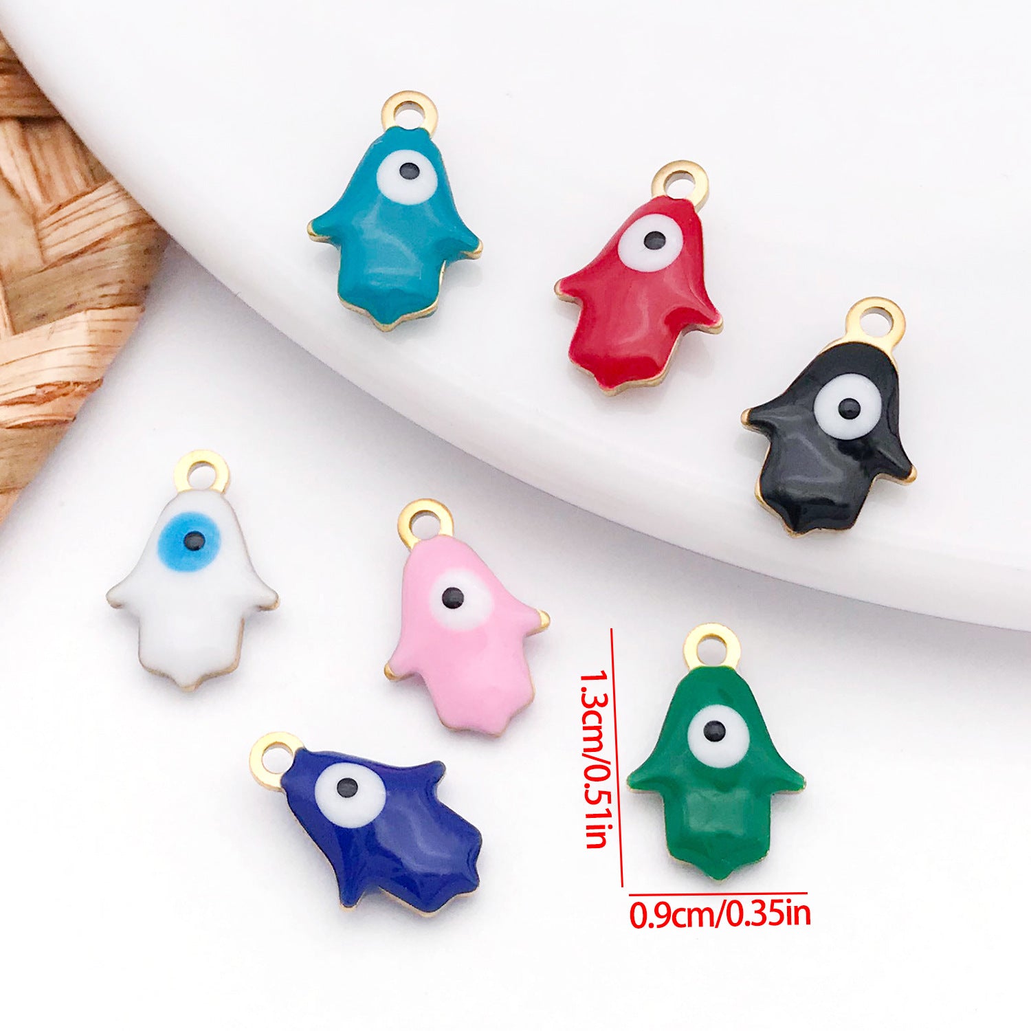 Enamel Stainless Steel Evil Eye Hand Charm Pendant for DIY Earrings and Necklace Jewelry