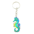 Printed Wood Seahorse Keychain With Metal Ring in Two Styles view 5