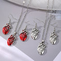 Silver Tone Anatomical Heart Necklace and Hook Earring Options view 1