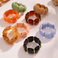 Wide Resin Stretch Bracelet Gold Spacers Multicolor view 3