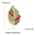Multicolor Crystal Leaf Brooch with Detailed Metal-tone Finish view 6