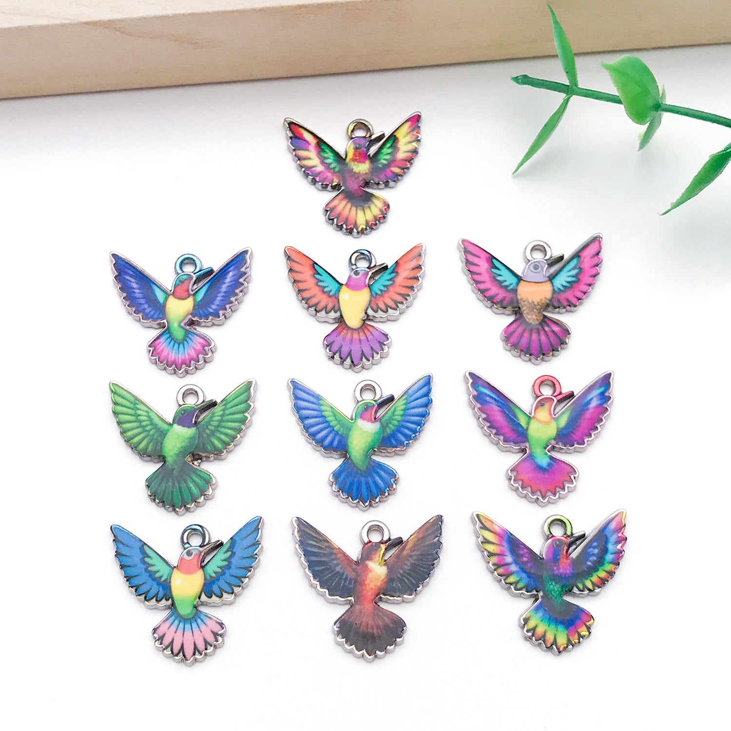 Colorful Enamel Zinc Alloy Hummingbird Kingfisher Bird Charm Pendant for DIY Bracelet Necklace
