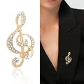Crystal Treble Clef Brooch With Faceted Crystals And Polished Metal Details view 2