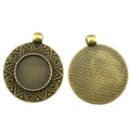 Geometric Border Round Pendant Settings for Jewelry Making view 4