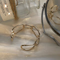 Oversized Irregular Oval Link Open Cuff Bracelet In Gold Or Silver Tone view 4