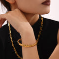 Solid Heart Link Clasp Bracelets Gold and Steel Stainless Steel view 4