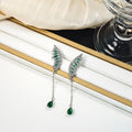 Crystal Rhinestone Wing Chain Teardrop Dangle Earrings view 4