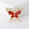 Gold Tone Butterfly Brooch With Faceted Colored Wings Outlined With Clear Crystals view 8
