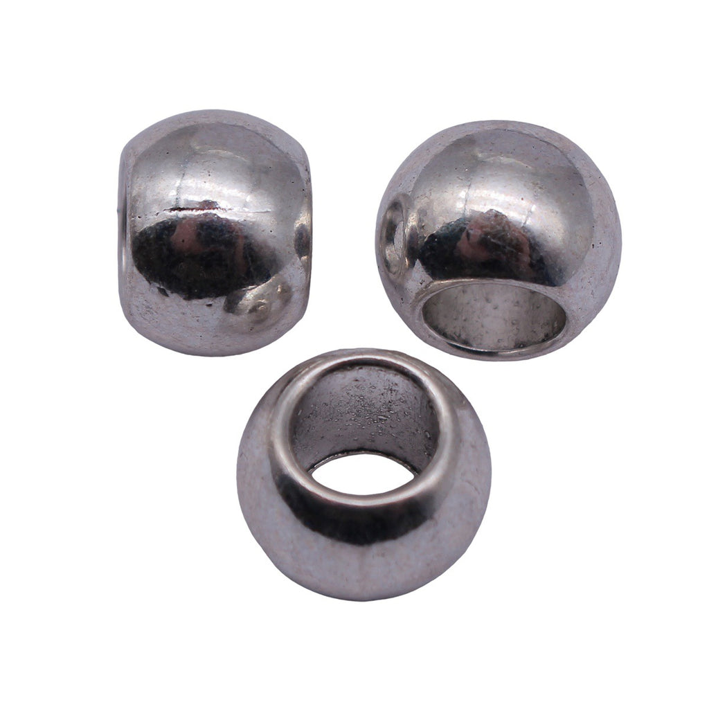 12x12x8.7mm 2.9g Antique Silver Zinc Alloy Smooth Round Large Hole Spacer Beads for Jewelry Making