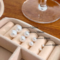 Five Size Classic White Pearl Look Round Stud Earrings view 2