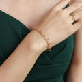 Gold Cherry Bead Dangle Bracelet Fine Cable Chain Charm Style view 4