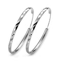 Silver Tone Diamond-Cut Large Hoop Earrings About 39mm view 2