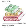 Crystal Enamel Stacked Three Books Brooch Decorative Clothing Pin view 5