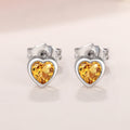 Silver Tone Heart Shape CZ Stud Earrings Multicolor Options view 12