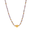 Natural Stone Beaded Necklaces Gold Heart Or Pearl Shell Mix view 5
