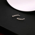 Silver Diagonal Clear Look Bar Climber Stud Earrings view 3