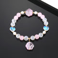 Translucent Bead Stretch Bracelets with Cat Paw Glass Charms view 2