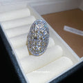 Silver Oval Lattice Crystal Openwork Adjustable Ring view 2