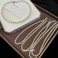 White Round Pearl Strand Necklace Silver Tone Clasp view 2