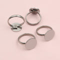 Adjustable Stainless Steel Ring Blanks With Round Pads view 3